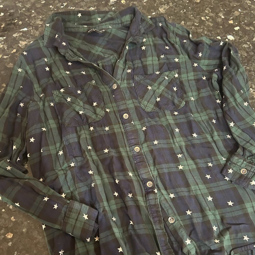 Rock & Republic Flannel Button Down Shirt - Med.